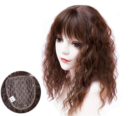 YAIRYANGTZE Curly, Wavy Hair Topper With Bangs