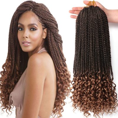 URNice Synthetic Box Braid Crochet Hair With Wavy Ends