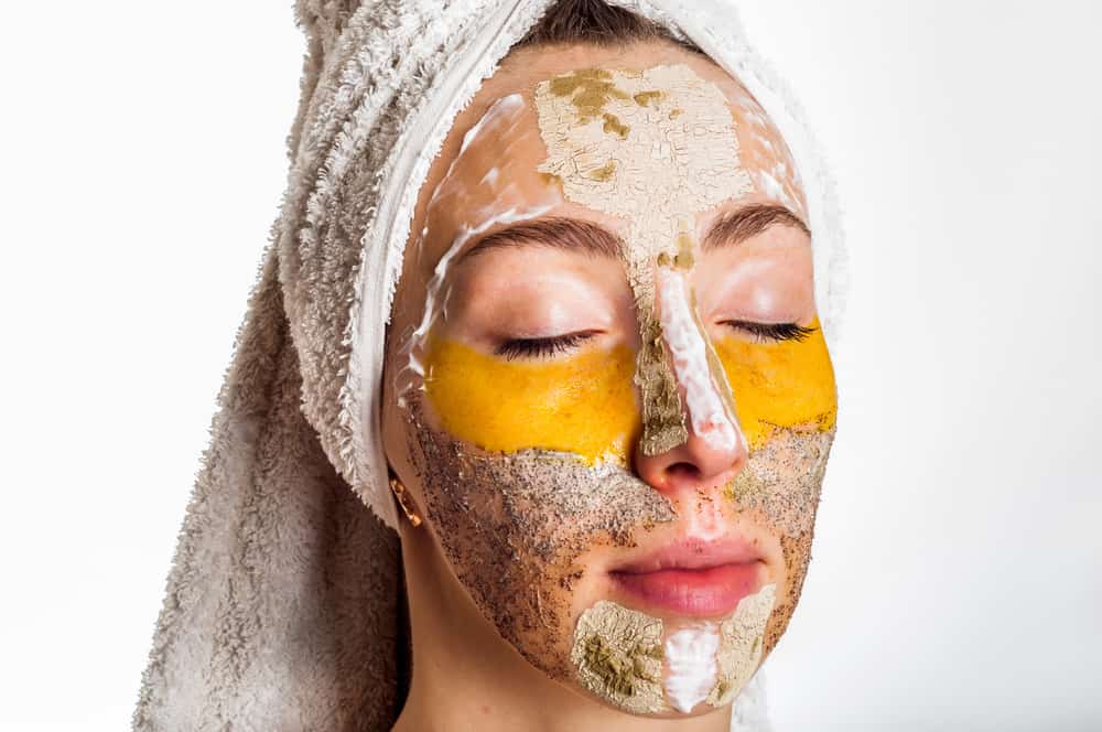 woman with different types of face masks on