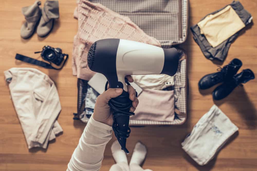 packing a travel hair dryer