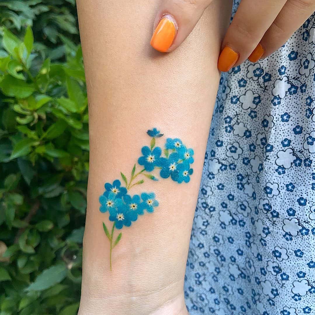 forget me not wrist tattoo