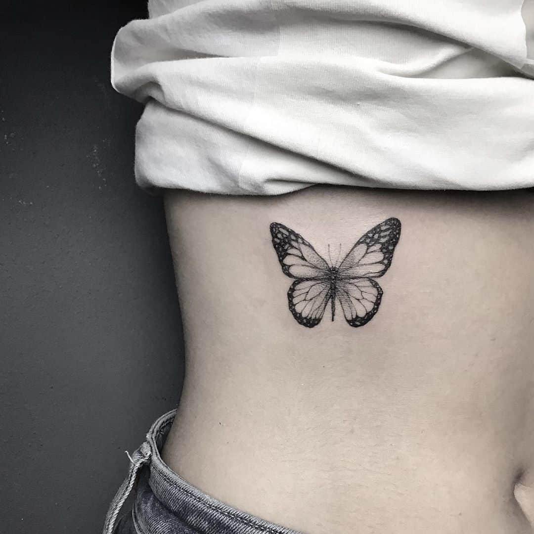 Black And White Butterfly Tattoo