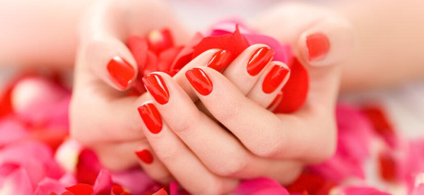 stiletto style red nail design for formal