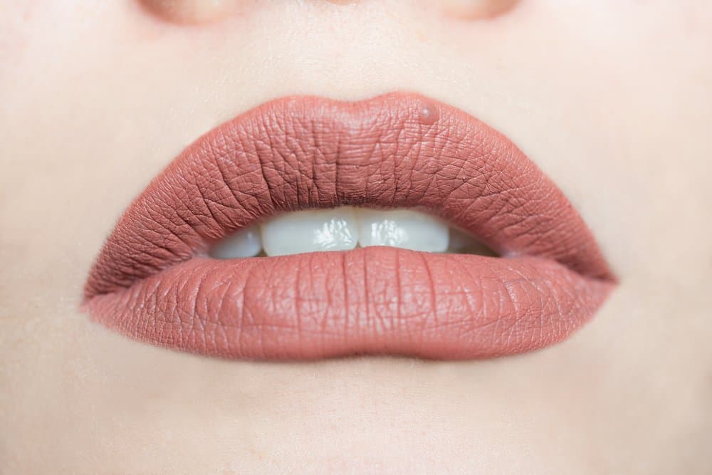 lip closeup with matte liquid lipstick