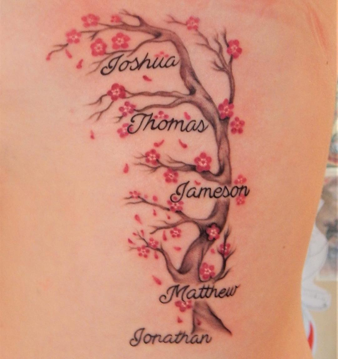 family tree tattoo with names for girls