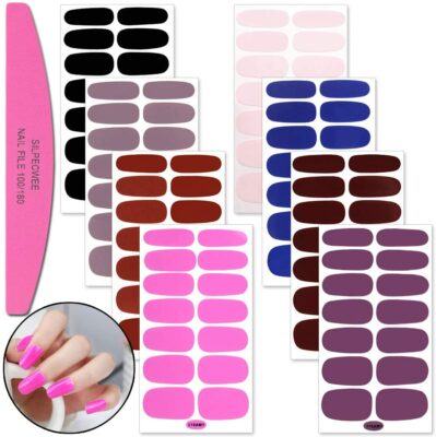SILPECWEE Adhesive Nail Art Strips - Solid Colors