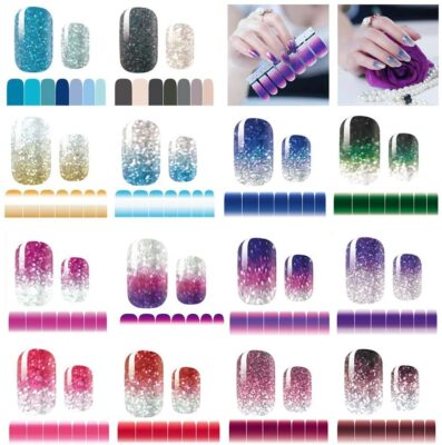 mwellewm Glitter Gradient Color Shine Nail Polish Strips 