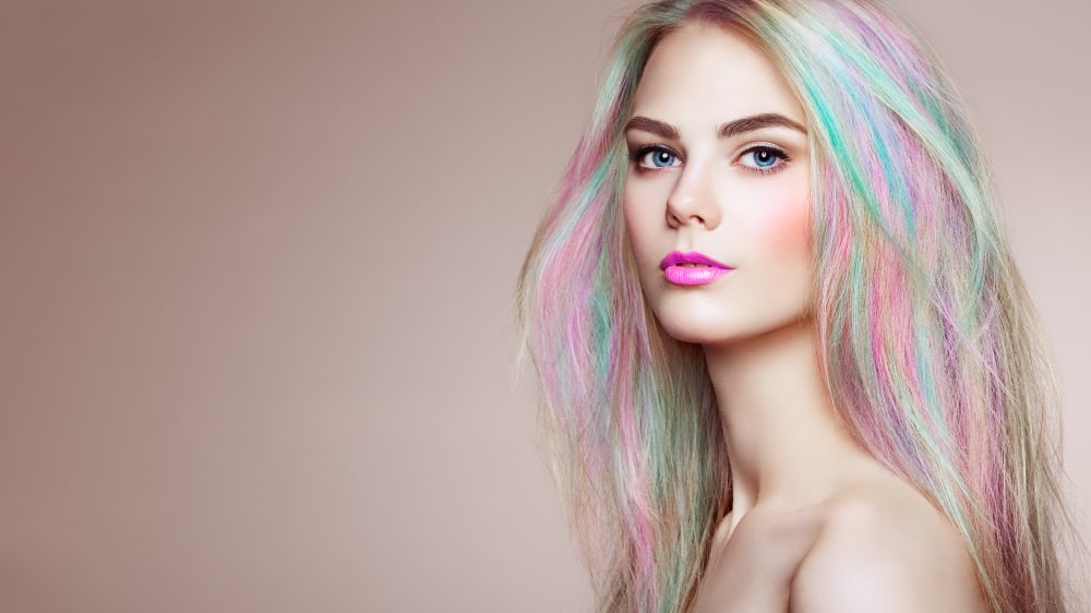 woman with faded pastel dye