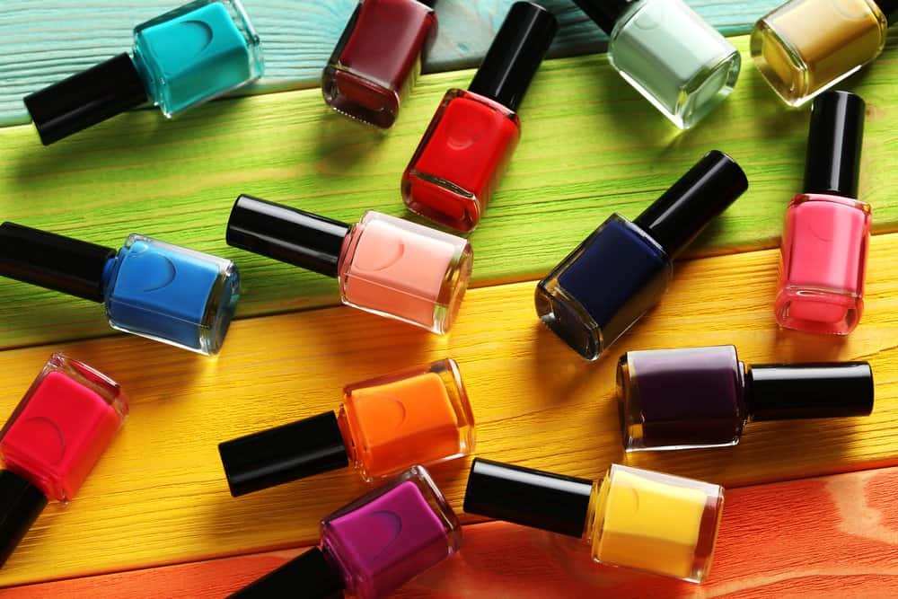 assorted colorful nail polishes