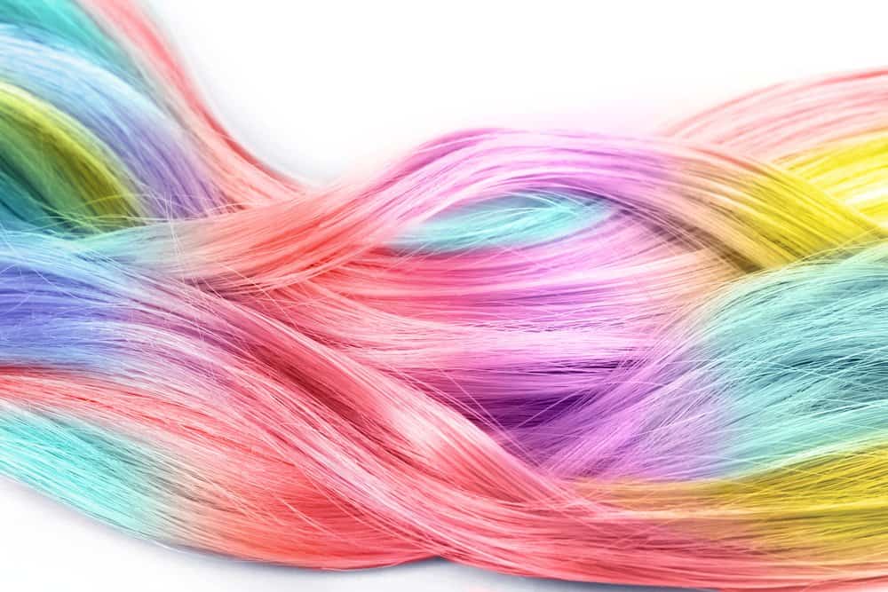 multi-color pastel hair strand