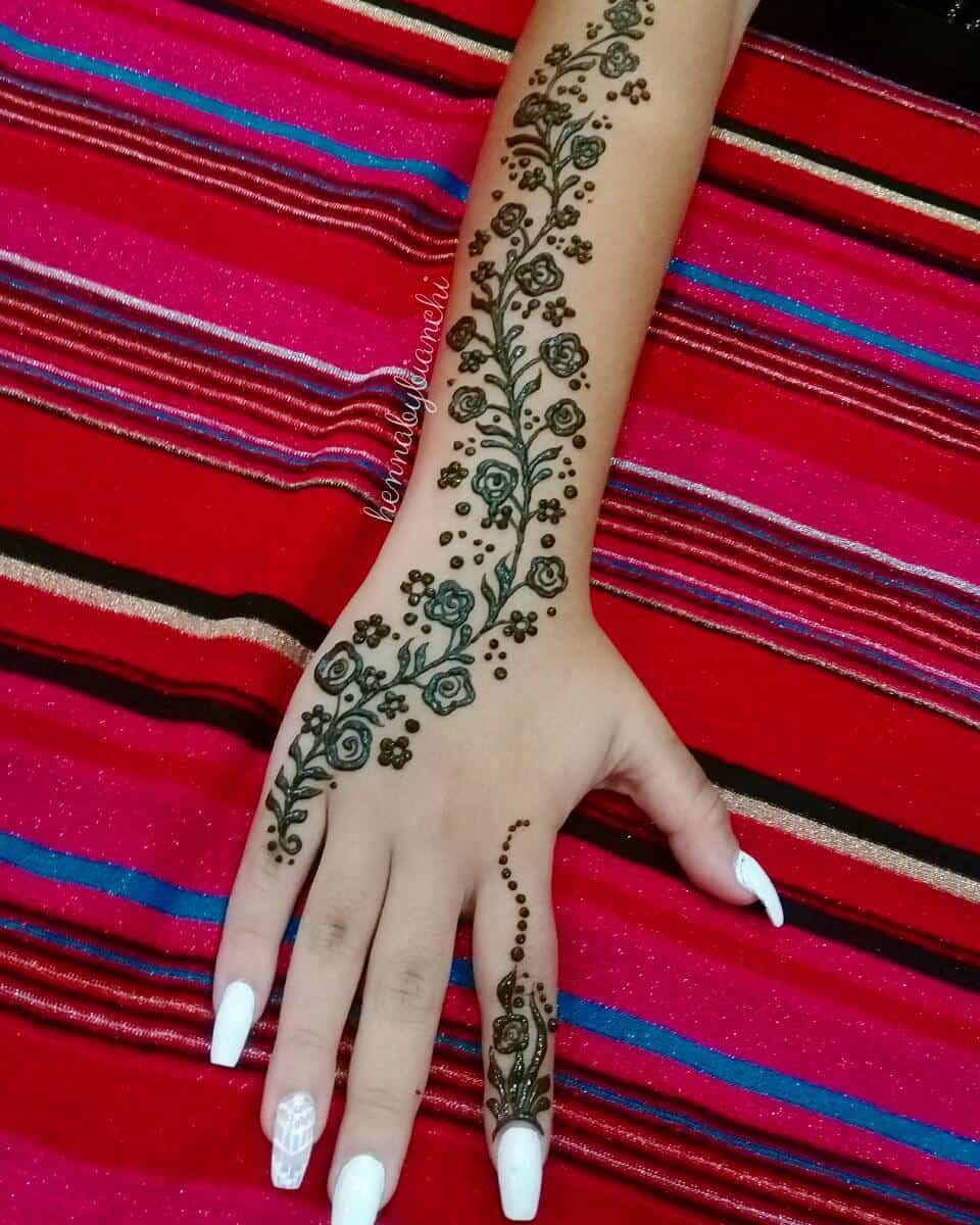 50+ Henna Tattoo Concepts - Lovely Inspirations | Floral Vine Forearm Henna Tattoo