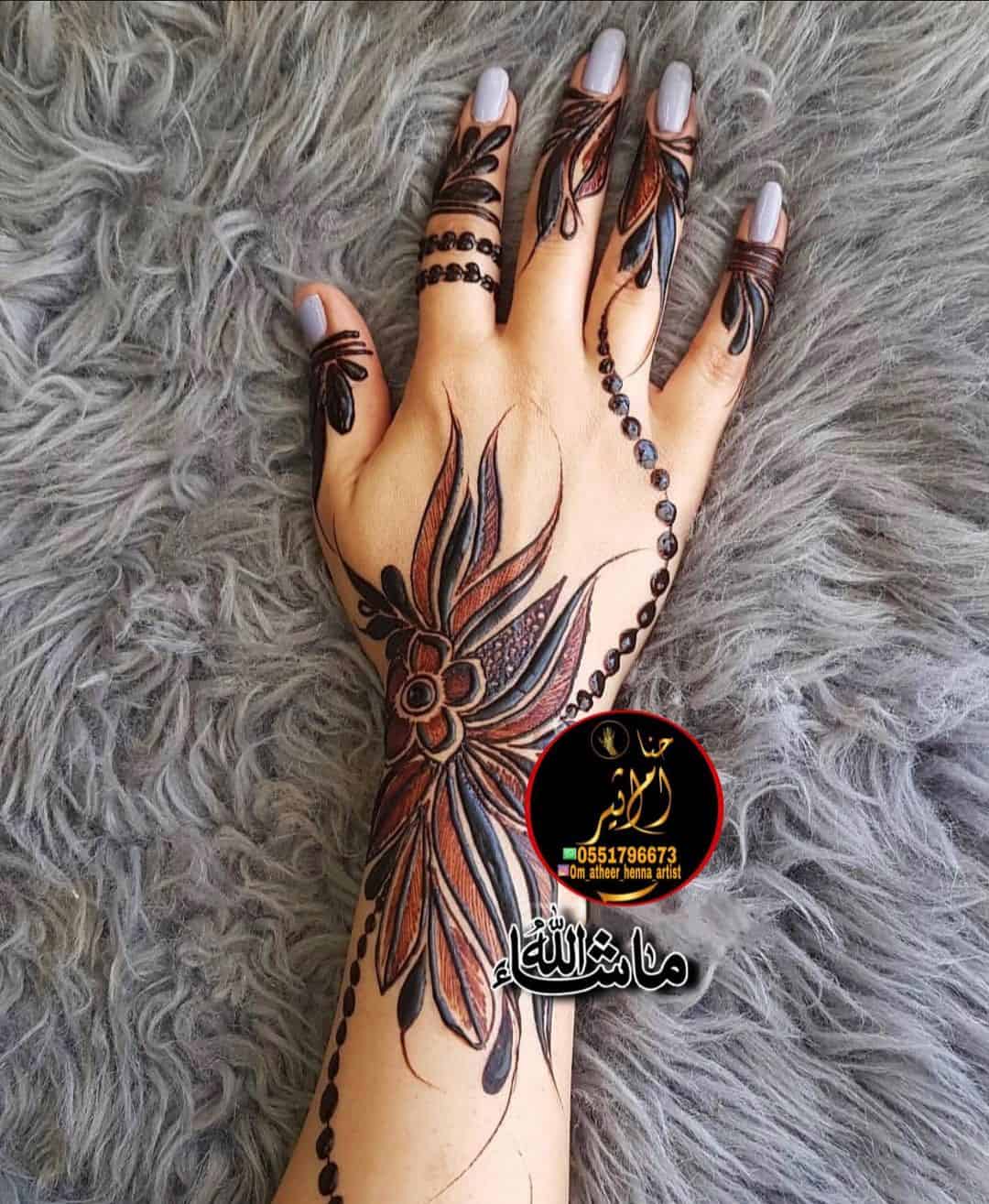 50+ Henna Tattoo Concepts - Lovely Inspirations | Red Flower Henna Tattoo