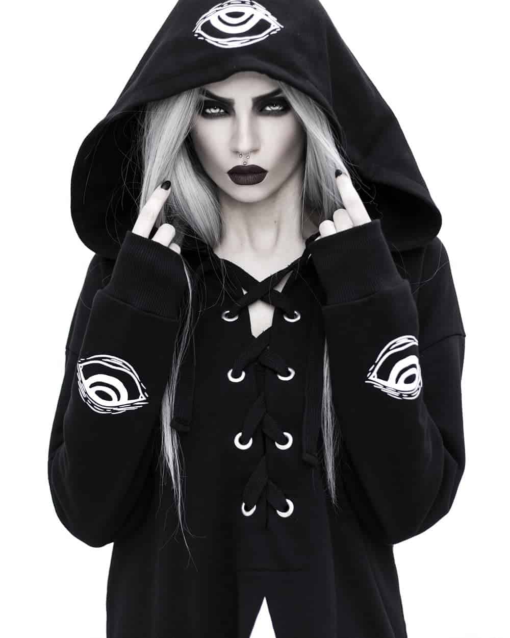 Witchy woman in black hoodie