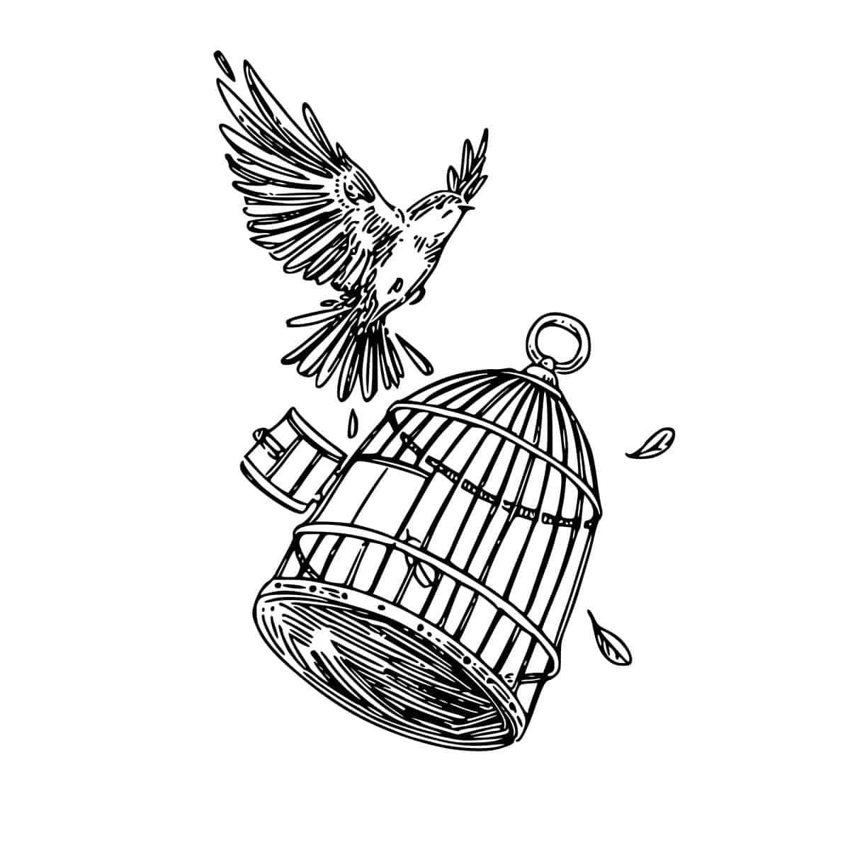 bird flying out of cage tattoo