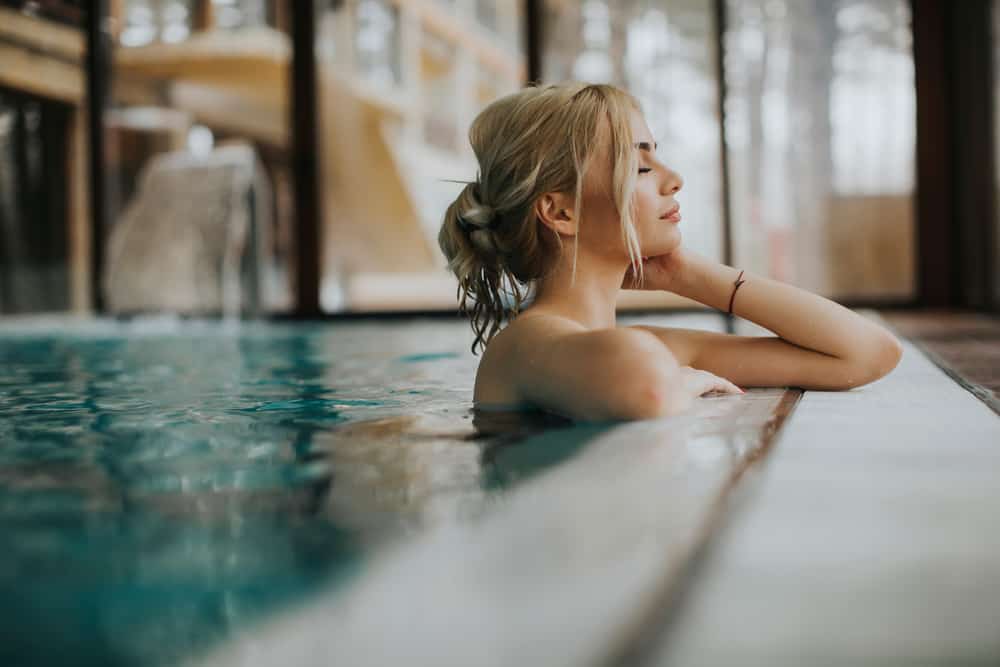 blonde woman in pool