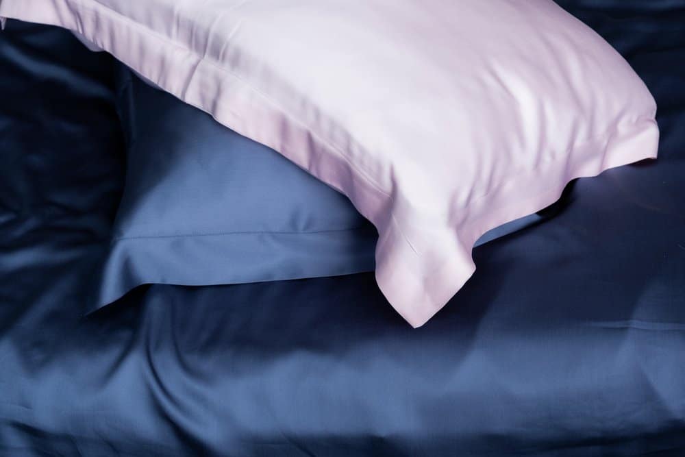 blue and pink satin pillowcases
