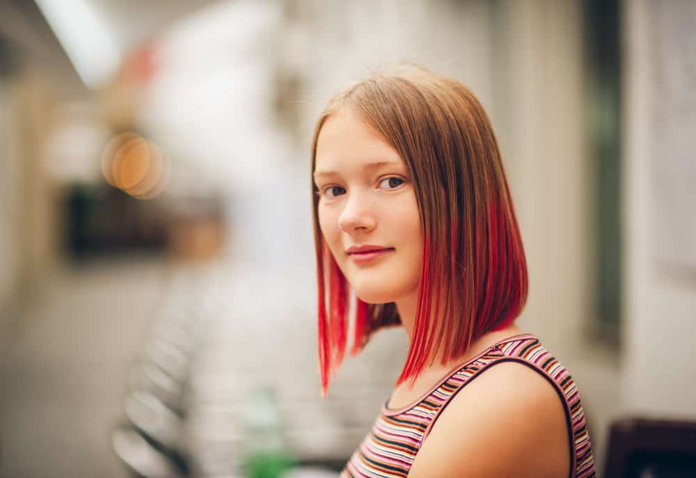 girl with colored hair tips
