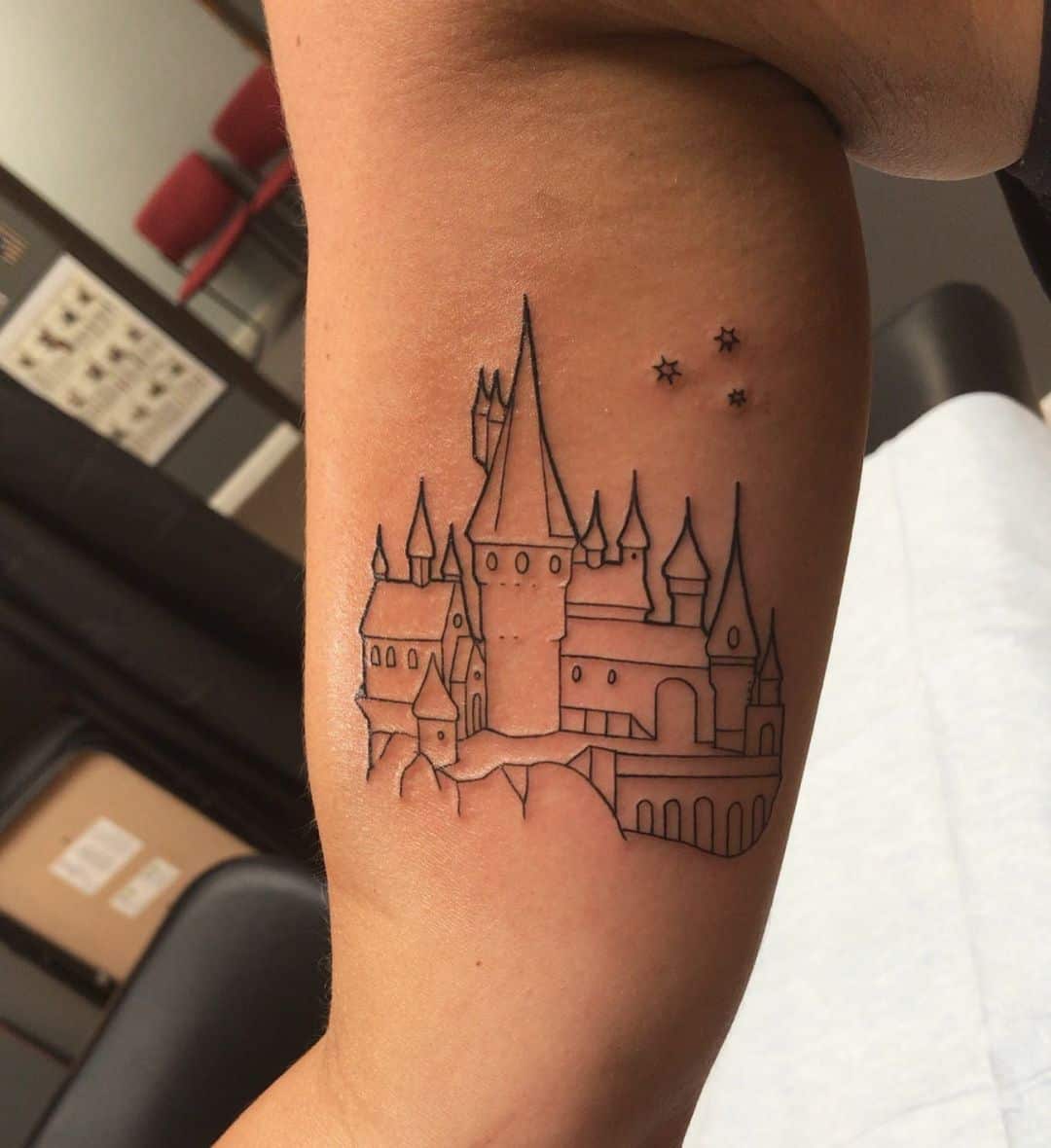 hogwarts castle outline tattoo