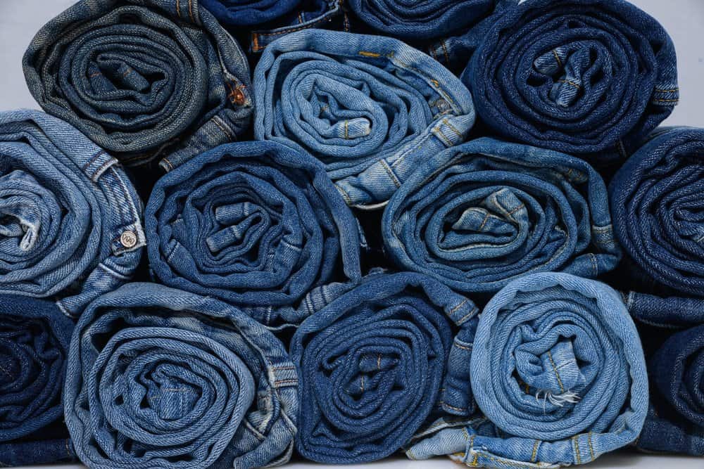 rolled denim blue jeans