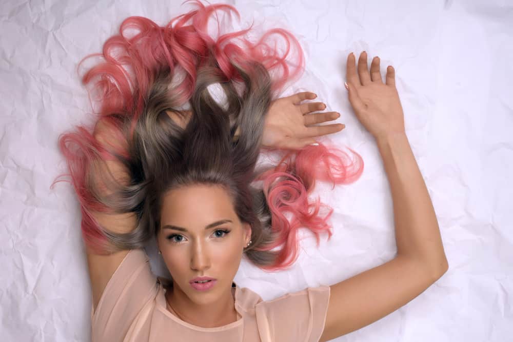 woman with bright dyed hair tips