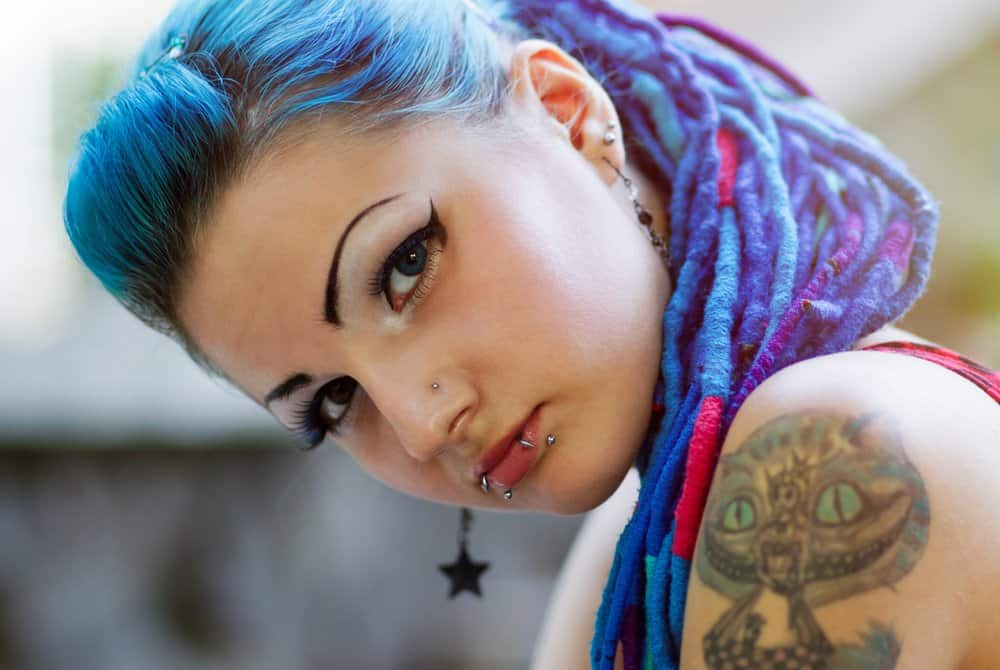 woman with colorful punk look