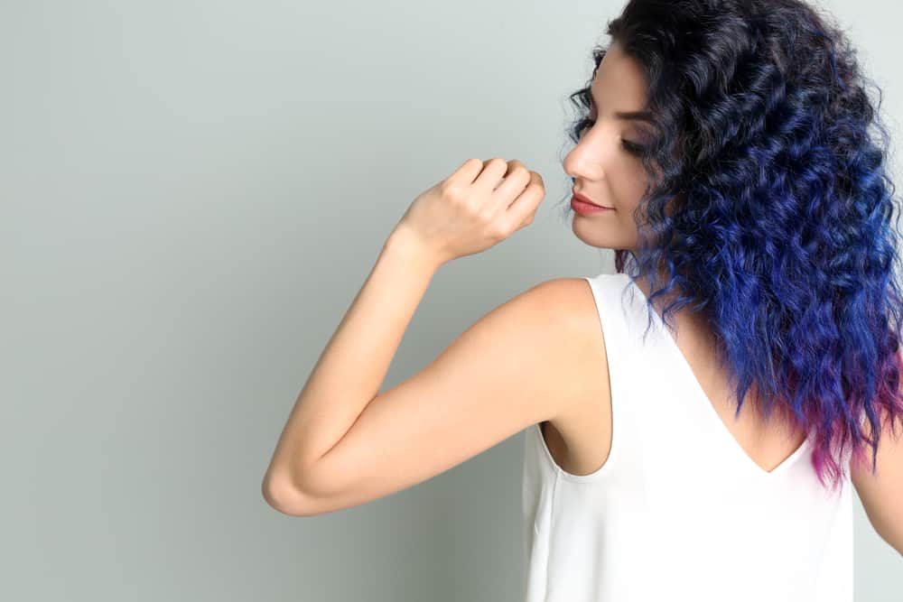 woman with dyed tips