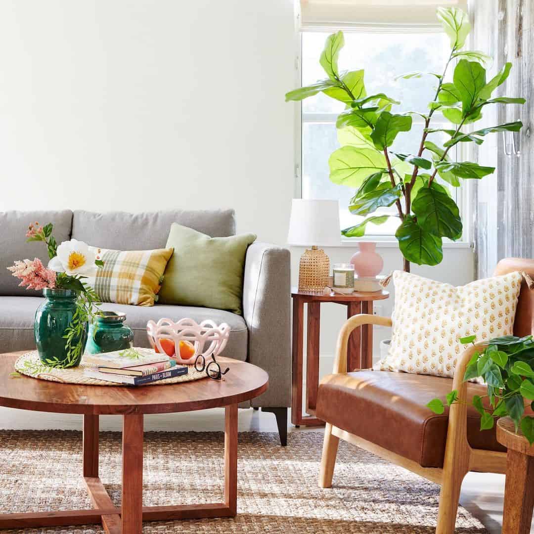 A spring-decorated living room