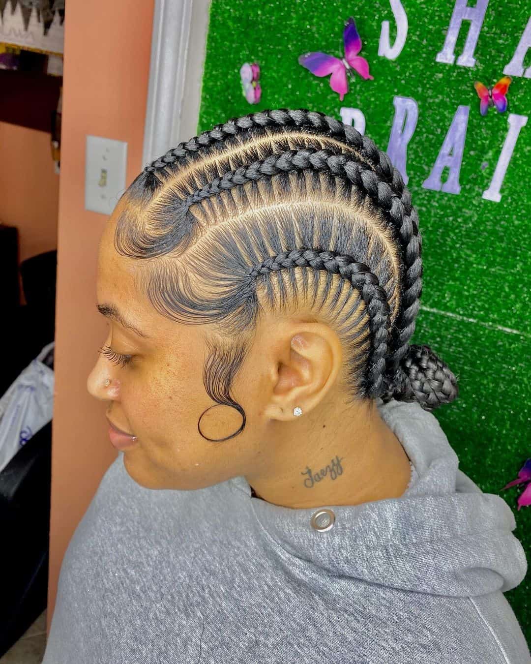 4 Feed In Braids In A Bun - 4 Feed In Braids To The Side