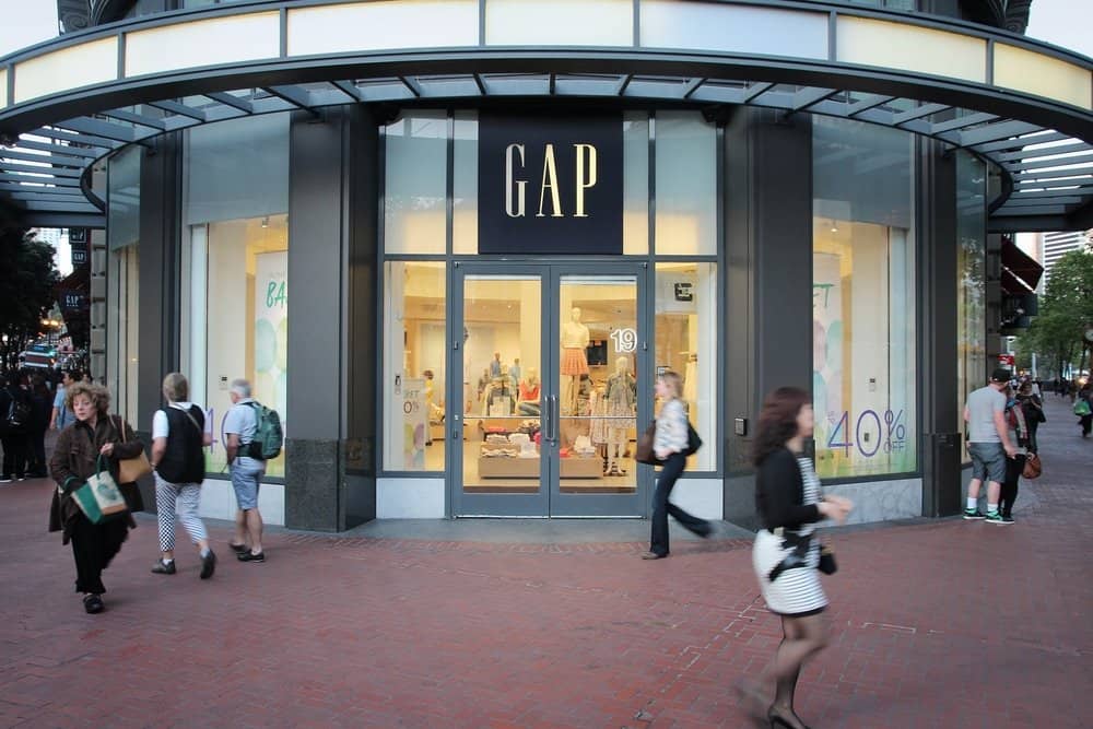 GAP storefront people walking