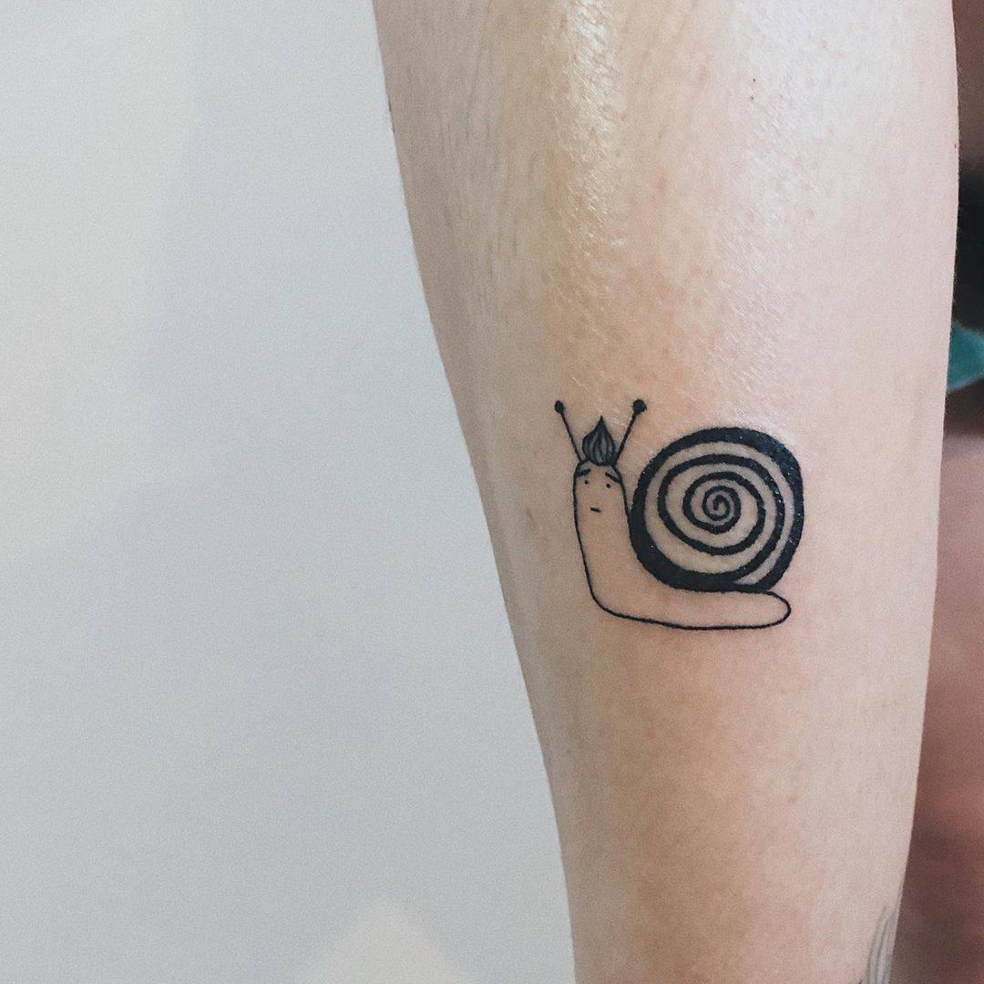 50+ Stick and Poke Tattoo Design Concepts | Snail