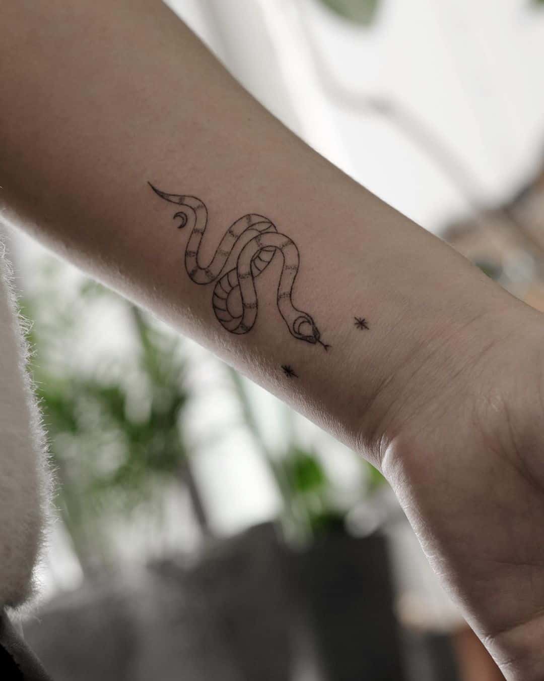 50+ Stick and Poke Tattoo Design Concepts | Snake
