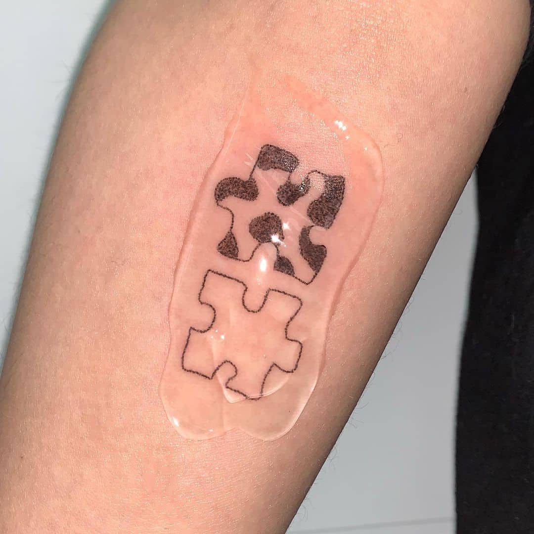 50+ Stick and Poke Tattoo Design Concepts | Two Puzzle Pieces