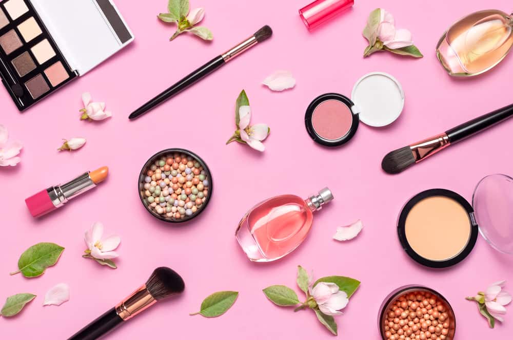 decorative makeup items near flowers