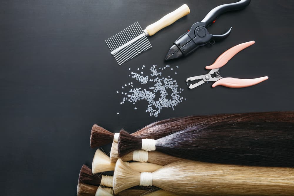 set of hair extension tools