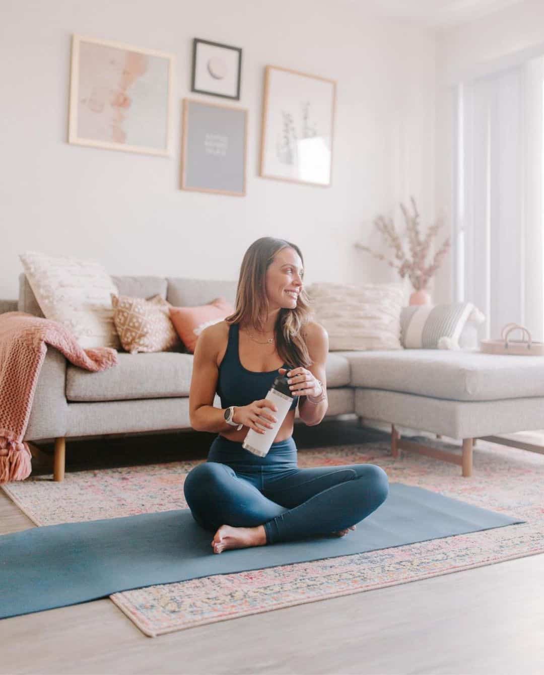 woman on jade yoga mat