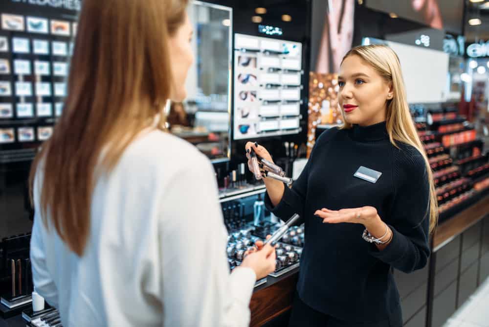 woman shopping for cosmetics