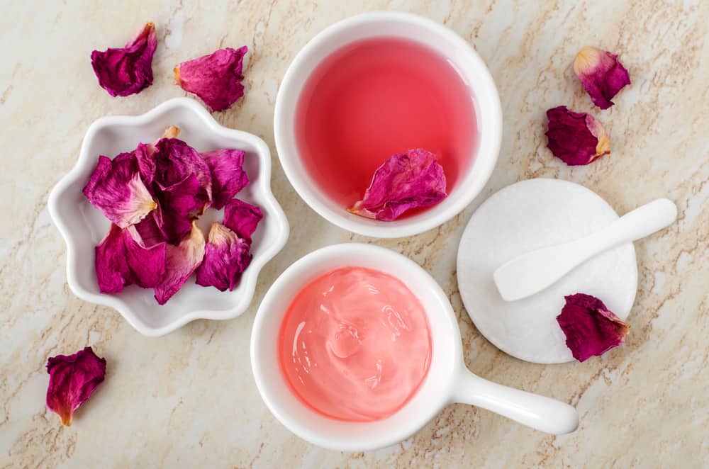 rose water toner in bowls