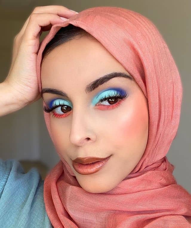 Woman in hijab with colorful eyeshadow