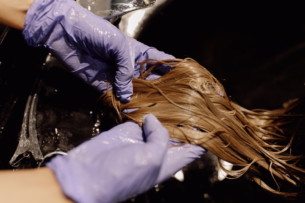 a person washing hair