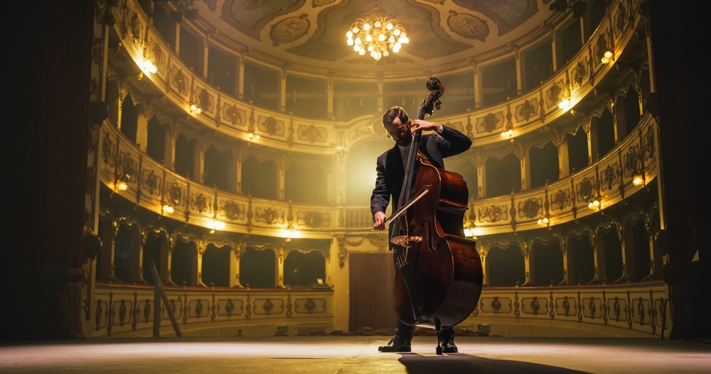 man playing cello